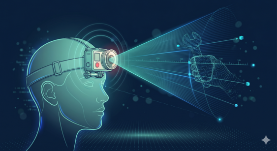 Egocentric head-mounted camera capturing a first-person field of view